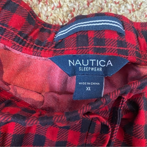 Nautica Mens Flannel Pajama Pants Red Black Gingham XL - Picture 8 of 8